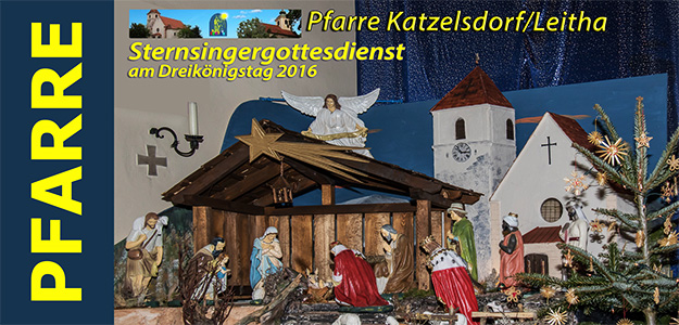 Fotocollage mit Hintergrund Weihnachtskrippe Katzelsdorf - © JoSt - Sternsingergottesdienst 2016