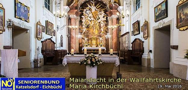 Blick auf den Hochaltar der Wallfahrtskirche Maria Kirchbüchl 2016