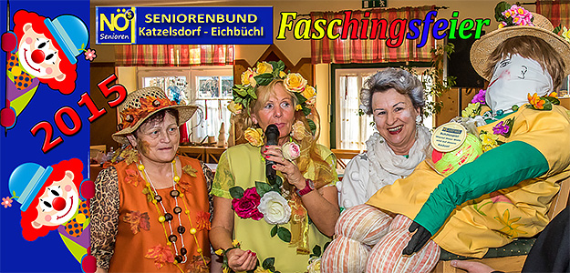 Fotocollage JoSt - Faschingsfeier des Seniorenbundes Katzesdorf - Foto Ing. Paul Draxler - Clouwsgrafik: © Jan Engel - Fotolia.com